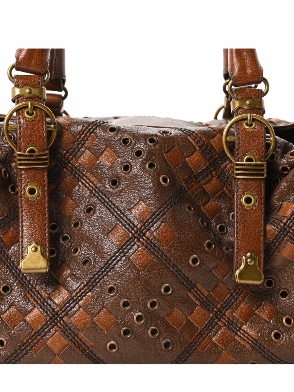 BOTTEGA VENETA Goatskin Grommet Boston Handbag - Picture 6 of 9
